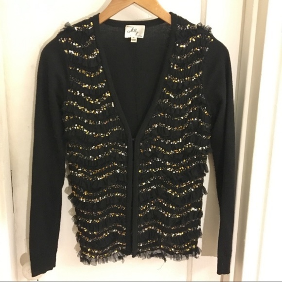 Milly Black Sequin Embellished Striped Car… - Picture 4 of 8